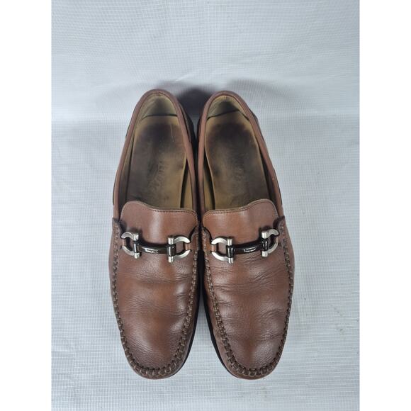 Salvatore Ferragamo Men’s Leather Loafers Brown Horsebit Size 8.5 Made Italy main image 9